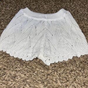 White Knit Women Shorts